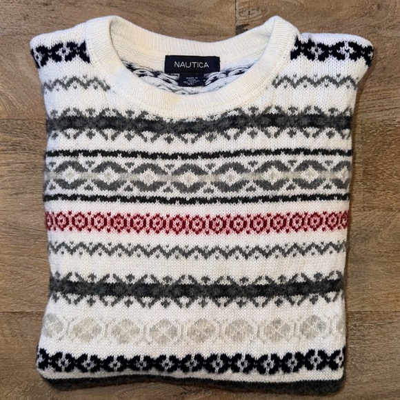 Nautica XL Men’s Fair Isle Winter Sweater Cotton Wool Blend - Picture 8 of 12
